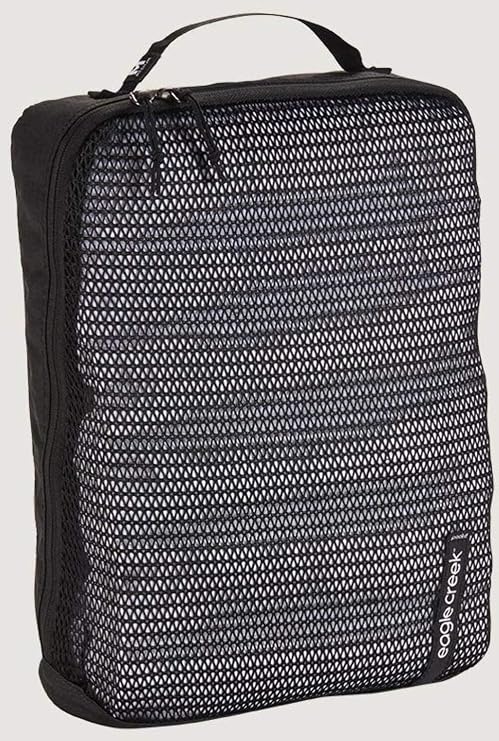 Eagle Creek Pack-It Reveal Medium Packing Cubes for Travel - Durable, Water-Resistant Fabric with Angled Zipper Design  Front-Panel Mesh Window, Az Blue/Grey
