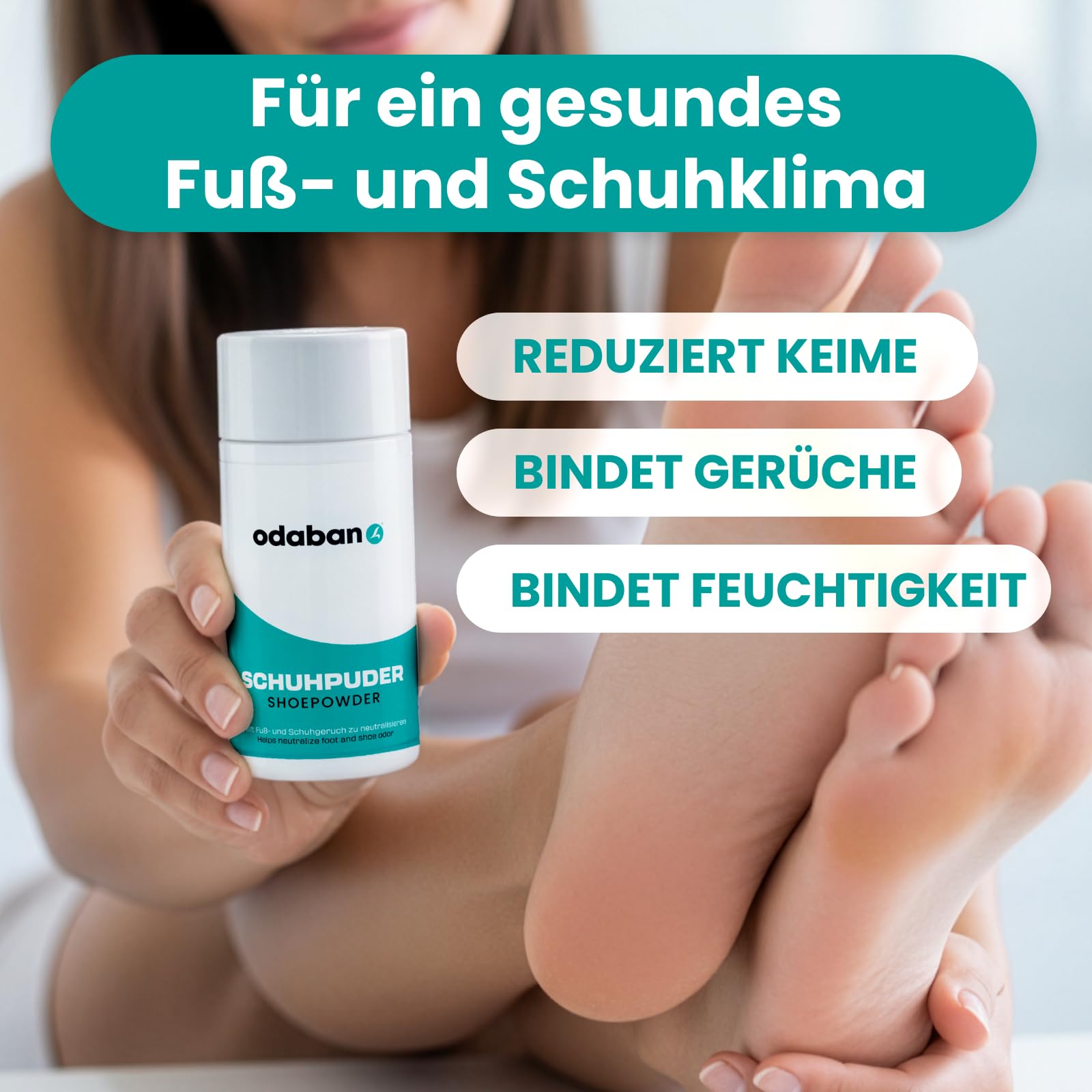 odaban® puder do stóp i butów | redukuje zapach stóp i butów | redukuje zarazki przeciwko bakteriom i grzybom | wiąże wilgoć dla długotrwałej świeżości | idealny do stóp i butów sportowych |2 x 50 g