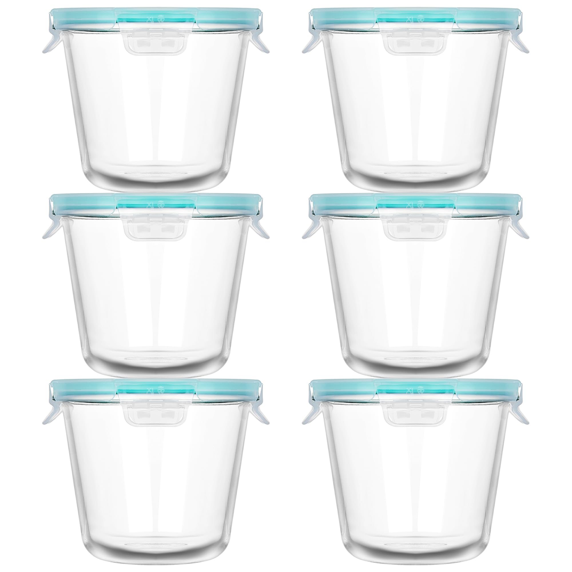 Vtopmart Lot de 6 récipients à soupe en verre de 3 tasses, récipients de congélation avec couvercles hermétiques, bocaux de conservation en verre pour salade, fruits, déjeuner, restes, sans BPA