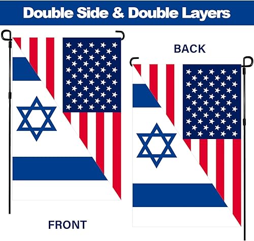 Miniatura 4 de Bandera de jardín de la amistad de Estados Unidos e Israel, decoración para interiores y exteriores, con texto en inglés We Stand with Israel, 12 x