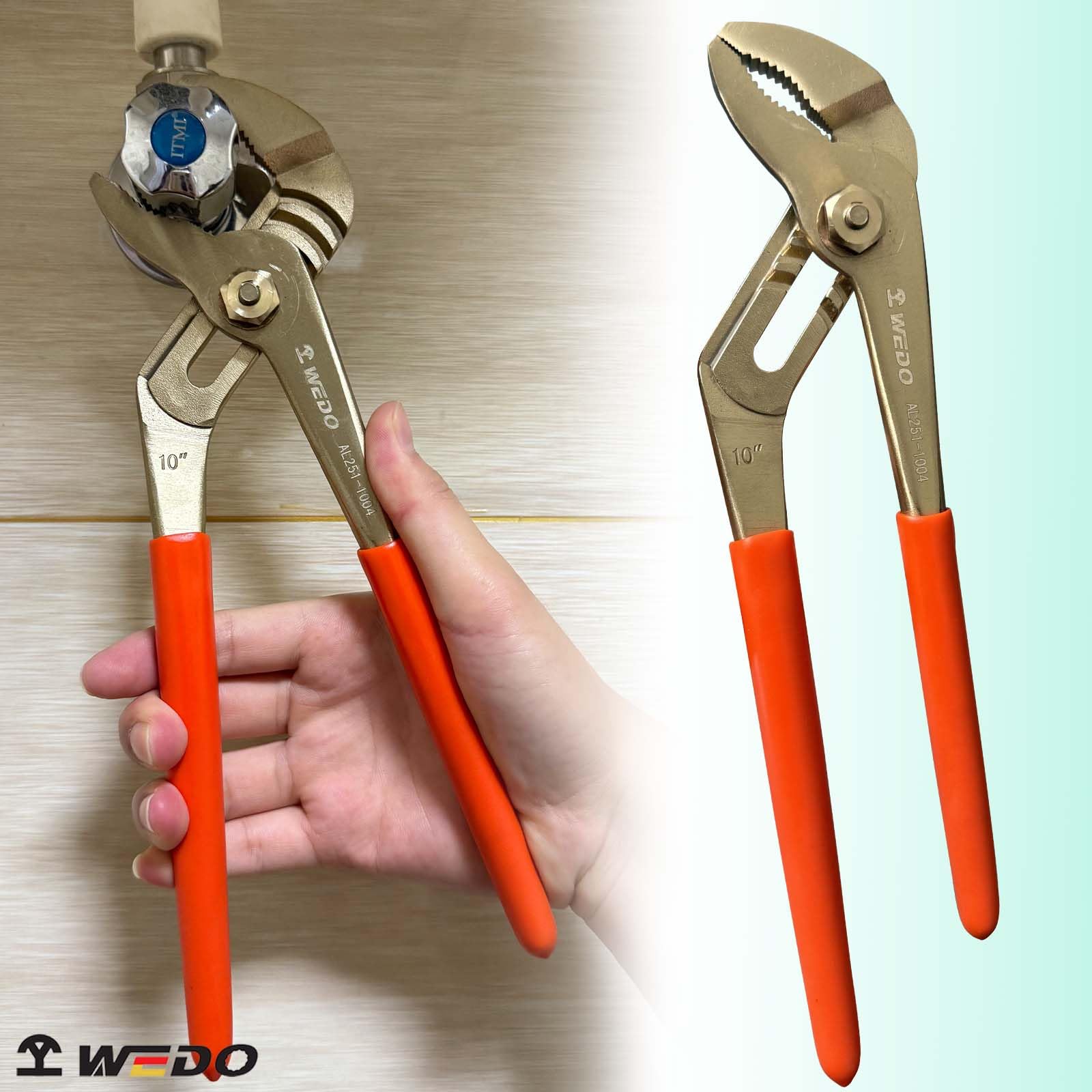WEDO Pinze per pompa dell'acqua da 6 pollici, pinze a linguetta e scanalatura, pinze per giunti scanalati, pinze a giunto scorrevole non scintillanti, pinze per giunti antiscivolo di sicurezza senza