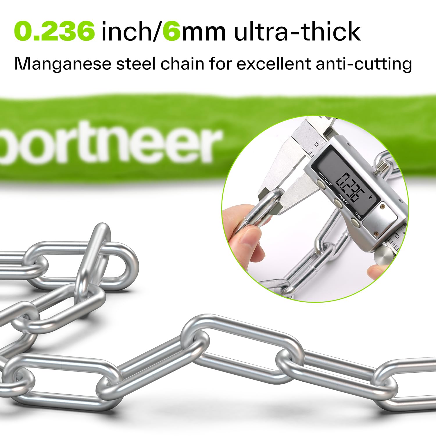 Sportneer Lucchetto per bicicletta, a combinazione con numeri e alto livello di sicurezza, a 5 cifre, con catena in acciaio temprato, 6 mm x 100/110/120 cm