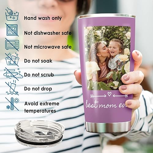 Miniatura 3 de Tazas de café personalizadas con foto de 20 onzas, impresión de doble cara, vasos de acero inoxidable personalizados de doble pared con aislamiento