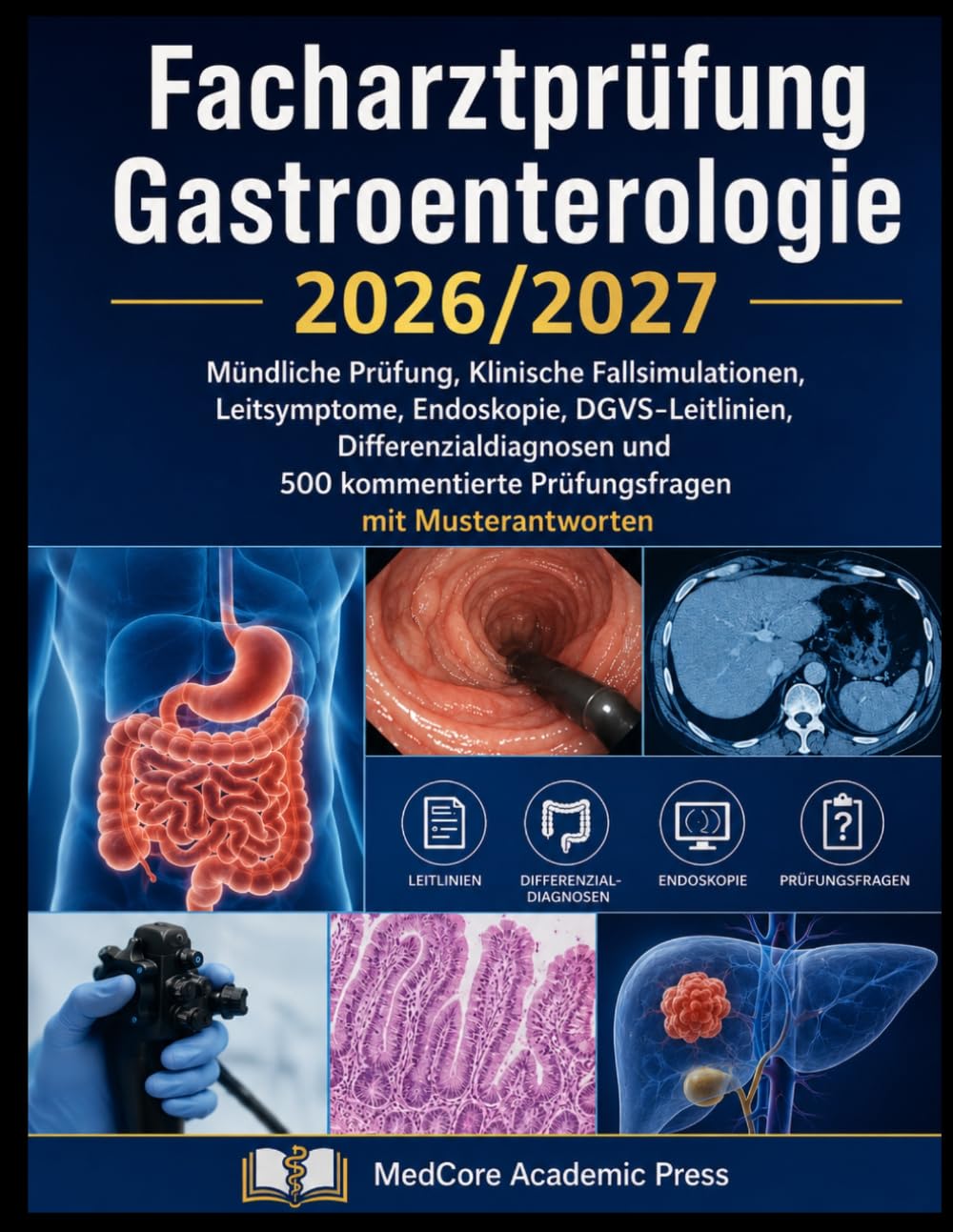 Facharztprüfung Gastroenterologie 2026/2027: Mündliche Prüfung, Klinische Fallsimulationen, Leitsymptome, Endoskopie, DGVS-Leitlinien, ... Prüfungsfragen mit Musterantworten