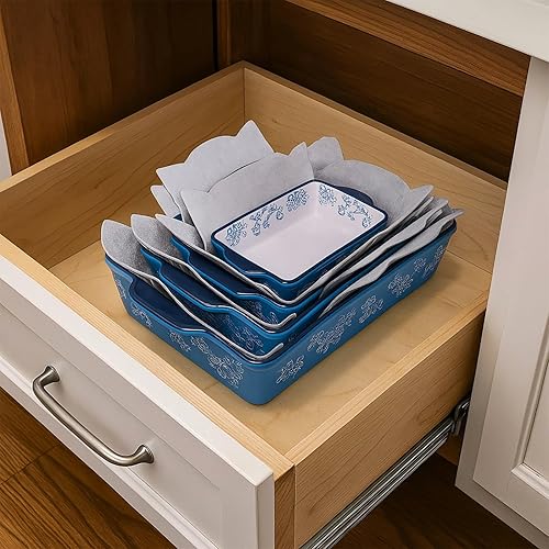 Miniatura 6 de Cedilis Juego de 18 protectores de arañazos para utensilios de cocina, protectores de fieltro grueso para apilar, separadores rectangulares para