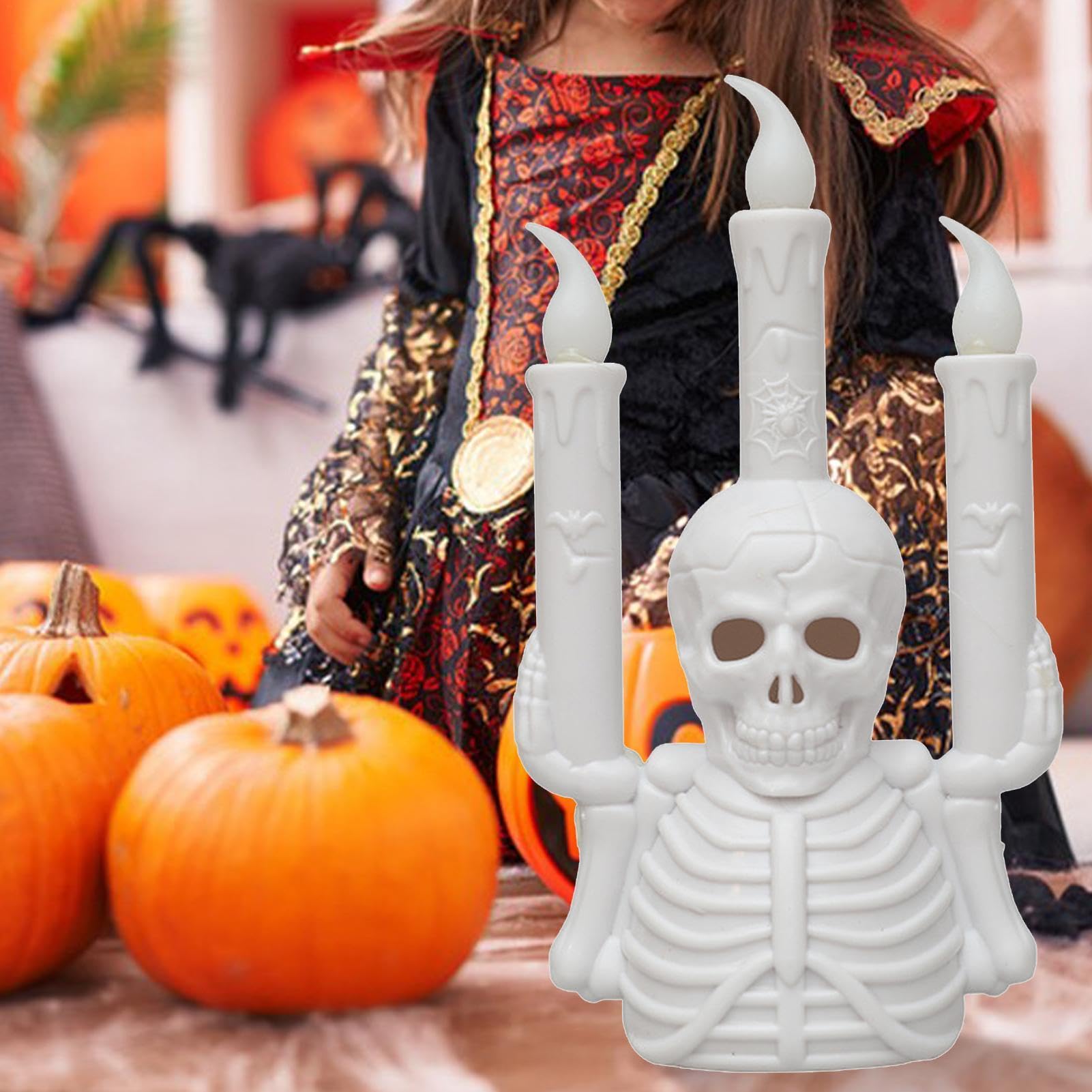 Amazon.co.jp: ハロウィンスカルキャンドルホルダー | スケルトン燭台