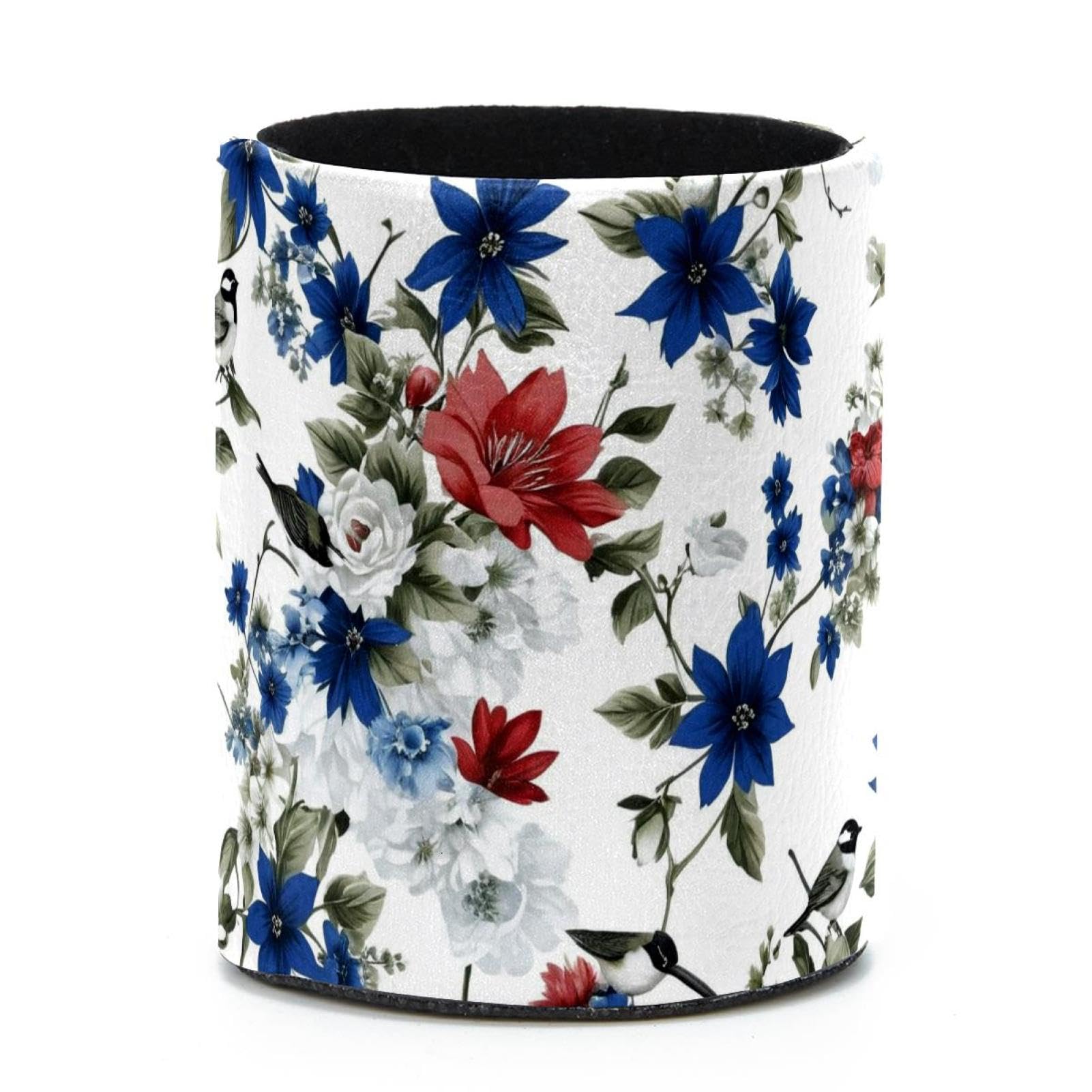 VAPOKF Round Pencil Holders for Desk, Aesthetic Flower Pen Holders Pen Pot Makeup Brushes Storage Desktop Stationery Supplies Organiser for Home Office