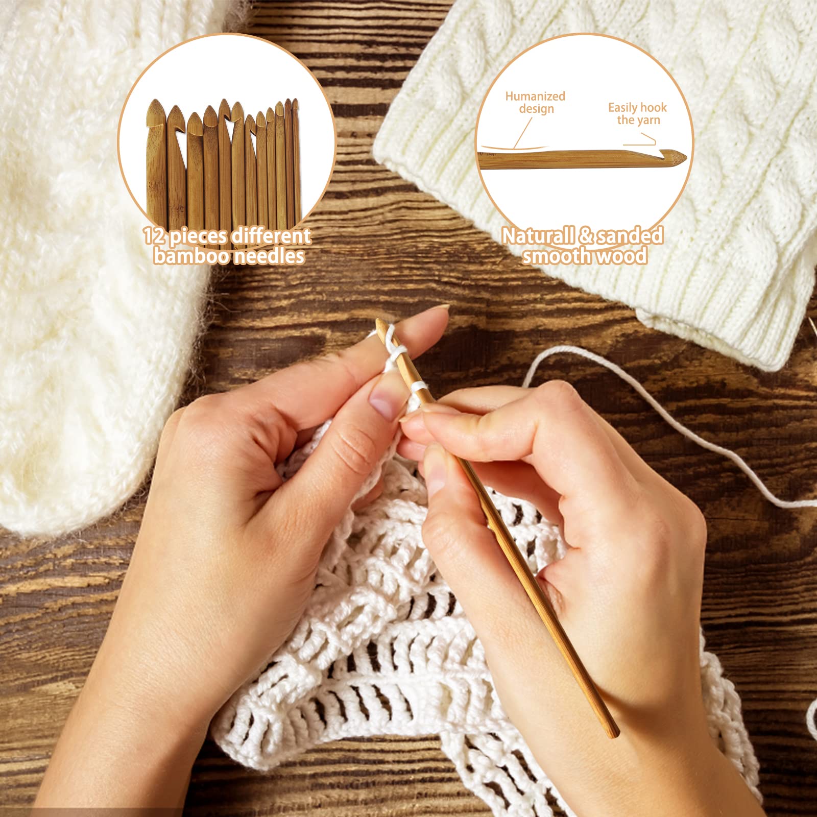 Reessy Garnschale Aus Holz - Große Garnhalter Für Häkeln Und Stricken 28,5x15,5x12cm