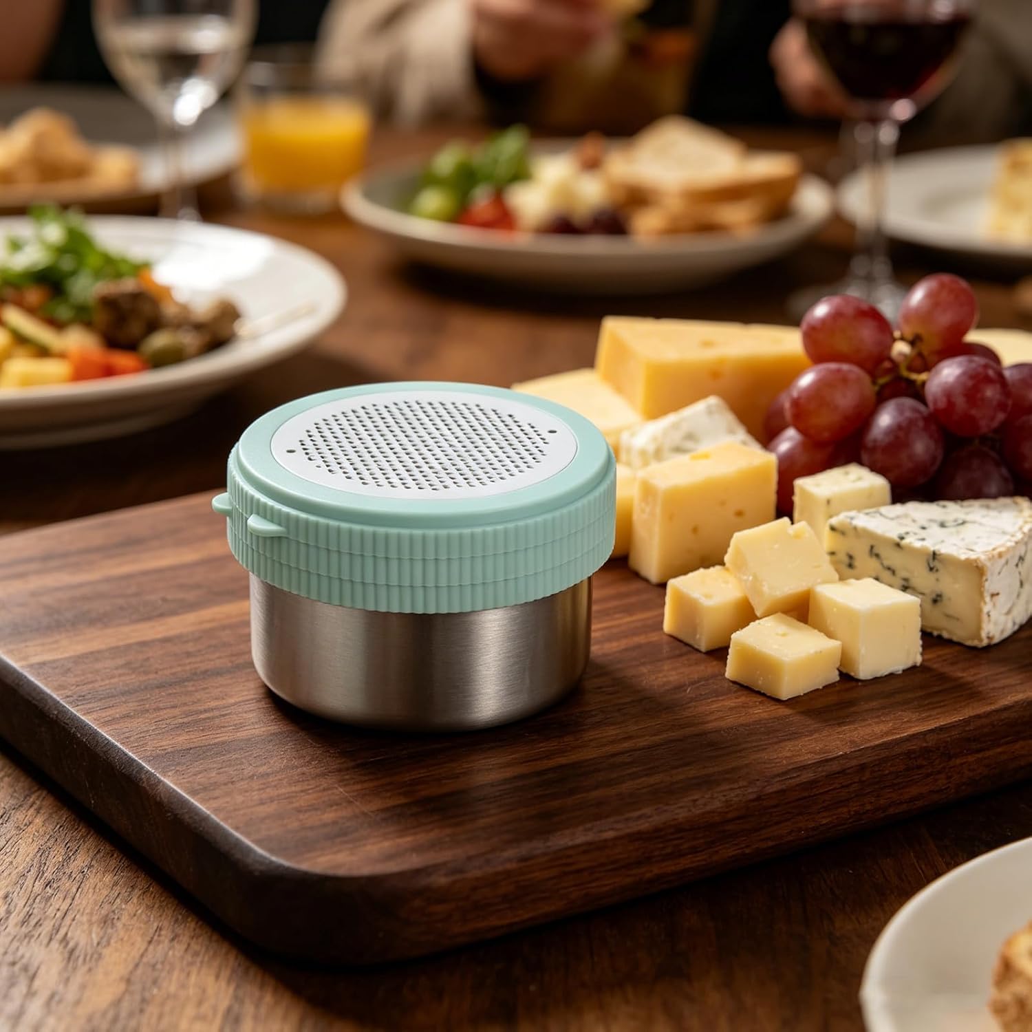 1 Set Cheese Shredder with Food Storage Container & Lid, Stainless Steel Box Grater Handheld Lemon Zester Slicer for Fruit Vegetables