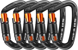 AINIKEY 25kN Auto Locking D-Shaped Climbing Carabiner - Heavy Duty 7075 Aluminum Clips for Rock Climbing, Rappelling, Rescue, 5620lbs Strength