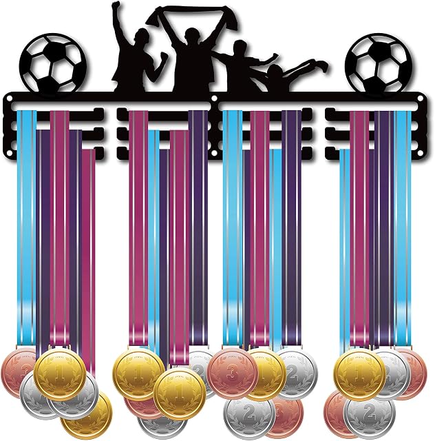 CREATCABIN Medal Holder Sport Football Player Medals Display Stand Wall Mount Hanger Decor Medal Holders for Sports Home Badge 3 Rung Medalist Running Soccer Gymnastics Over 60 Medals Olympic Games