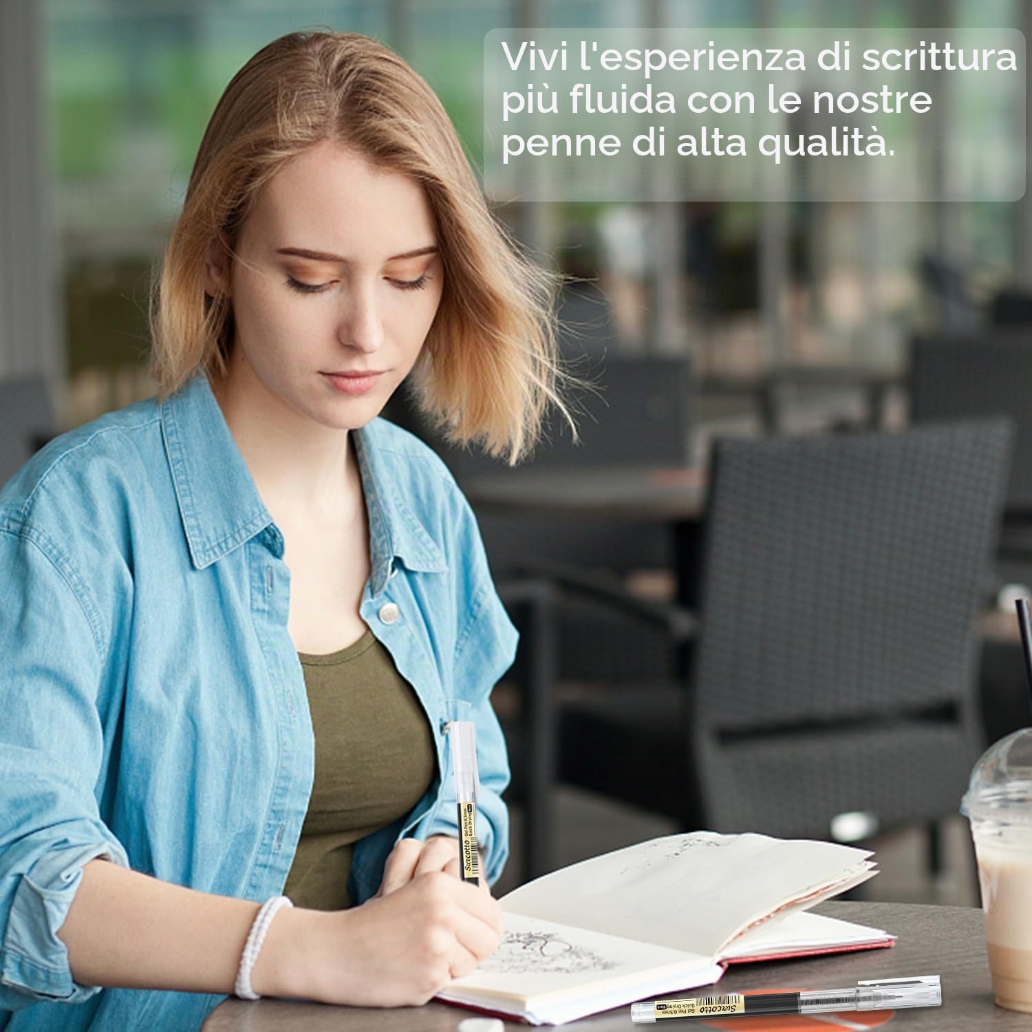 Surcotto Penne Gel Nere 0,5 mm Asciugatura Ultra Rapida per Scrivere, Disegnare e Delineare