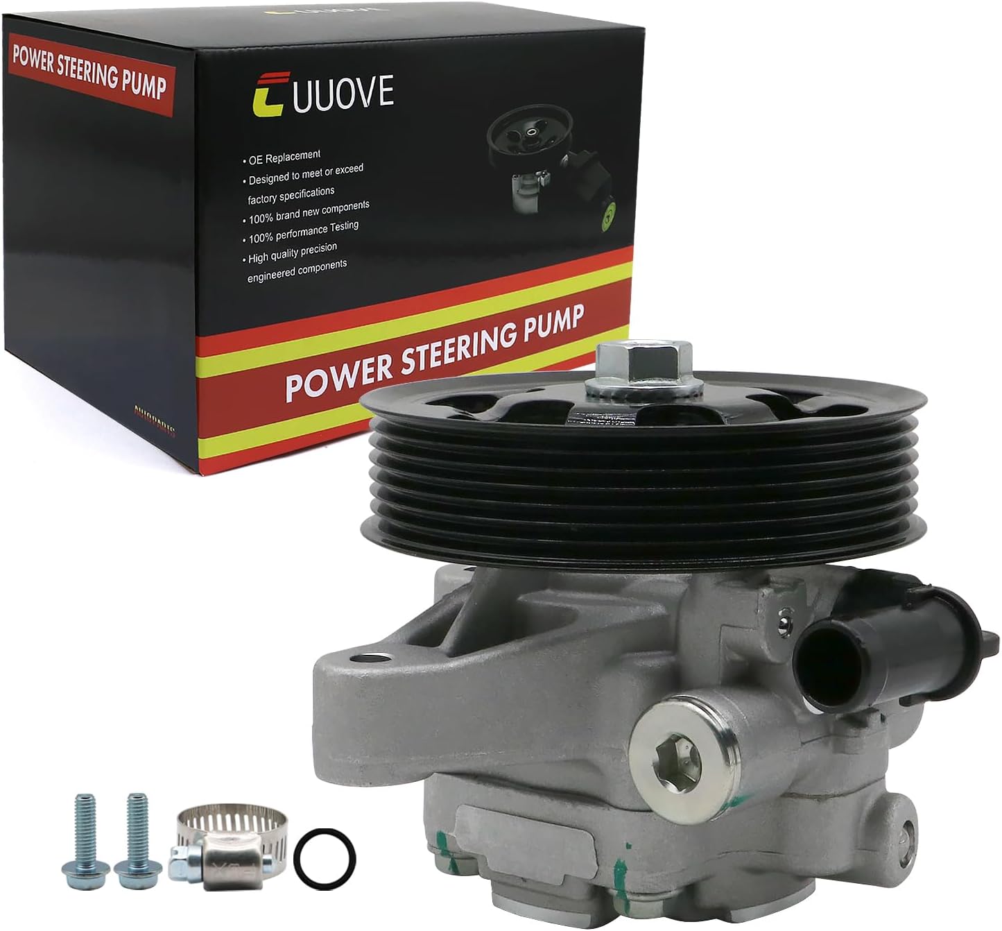 21-5341 Power Steering Pump with Pulley Fits for 2003 2004 2005 Honda Accord EX/LX/DX/SE 2.4L, OE-Quality Power Assist Pump Assembly 96-5341, 56110-RAA-A01