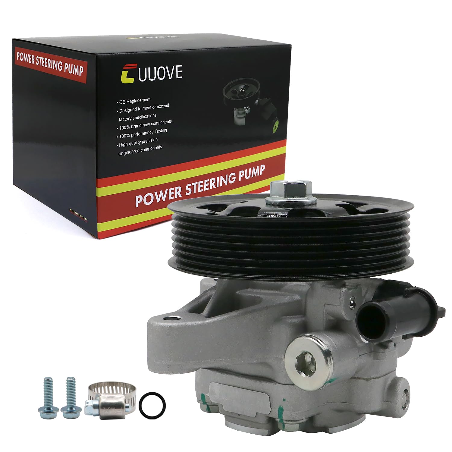 21-5341 Power Steering Pump with Pulley Fits for 2003 2004 2005 Honda Accord EX/LX/DX/SE 2.4L, OE-Quality Power Assist Pump Assembly 96-5341, 56110-RAA-A01