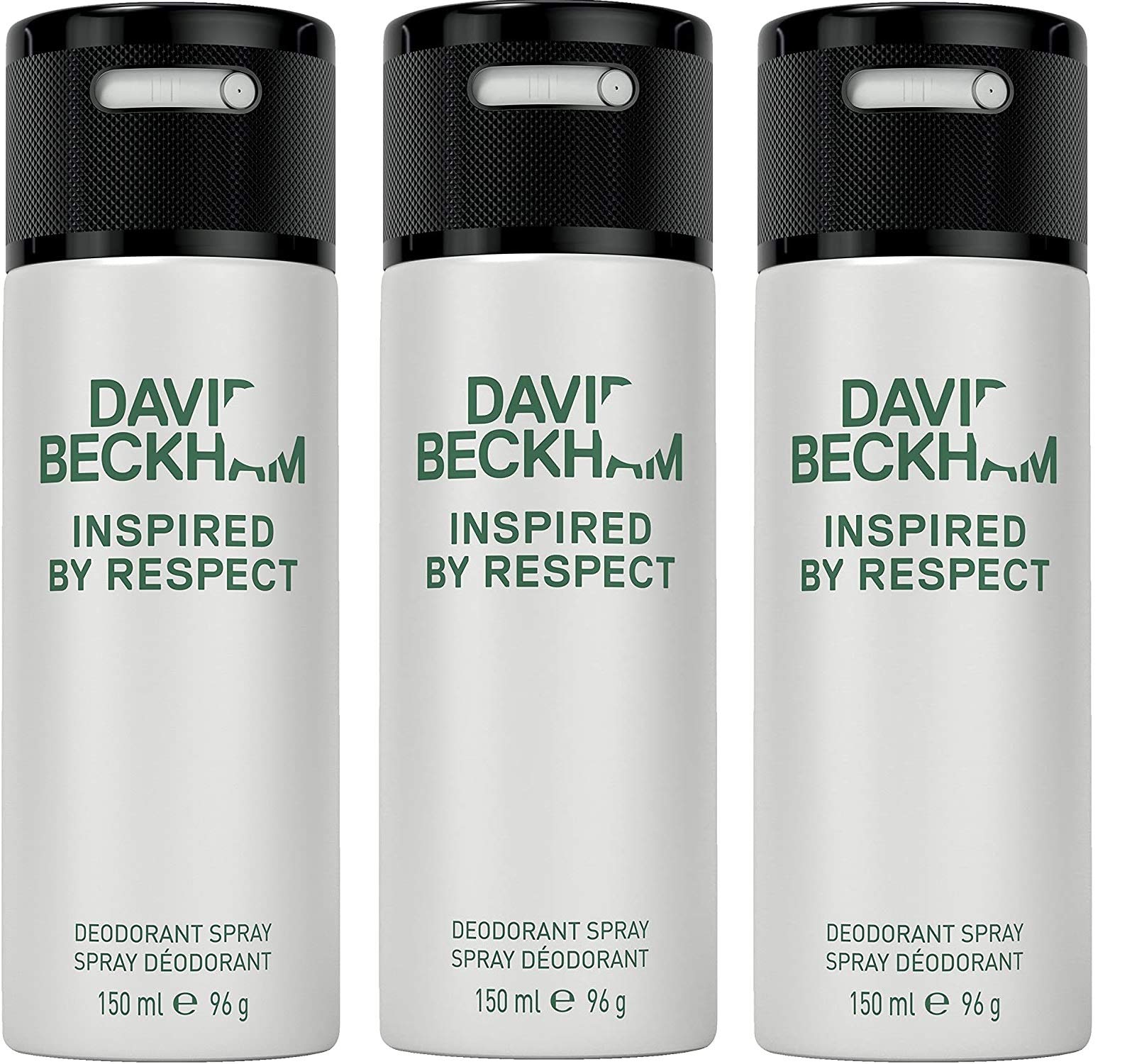 David Beckham Inspired By Respect Deodorante Spray Corpo Antitraspirante per Uomo, Confezione da 3 150 ml