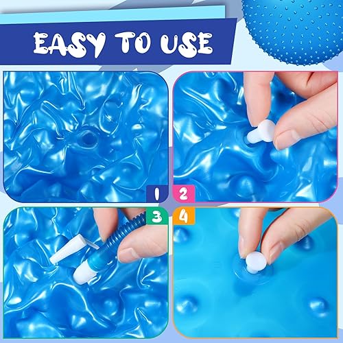 Miniatura 4 de Pelota de masaje sensorial grande con picos táctiles, bolas inflables grandes de 22 pulgadas con bomba de aire para niñas y niños, al aire libre,