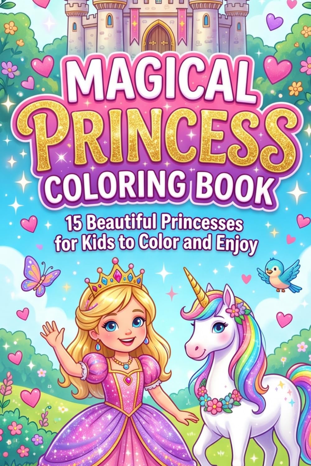 MAGICAL PRINCESS COLOURING BOOK: A Dreamy Fairytale Coloring Adventure Featuring Princesses, Unicorns, Flowers, Castles and More