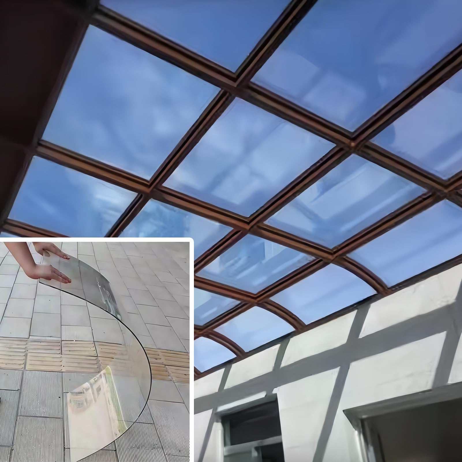 HARELA Transparent Polycarbonate Roof Sheet, Suitable for Outdoor, Garden, Garage, Lighting Channel, Greenhouse, Easy to Cut & Bend Waterproof Panels(1x1m(3.3x3.3ft))