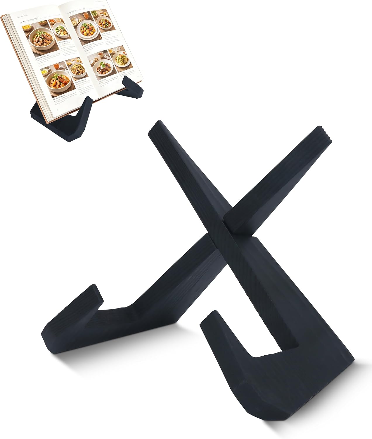 Cookbook Stand for Kitchen, Wooden Cookbook Holder, Rustic Cook Book Holder Stand with Natural Wooden Grains, Recipe Book Holder for Kitchen Counter Gift for Home Chefs Cook Lovers