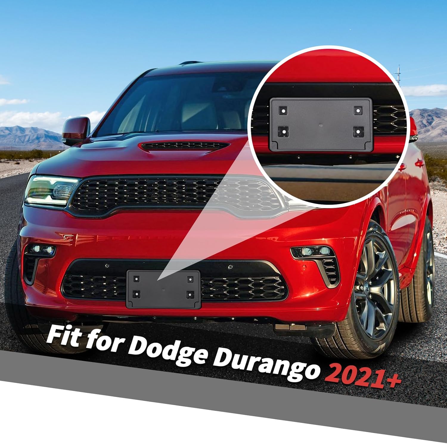 Front License Plate Frame Bracket Mounting Holder Fit for Dodge Durango 2021-2024 (Black)