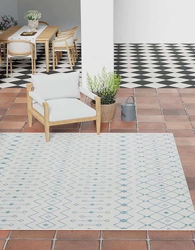 Vista 419 de Unique Loom Alfombra Colección enrejado Marroquí Celosía Transicional Interior y Exterior, Polipropileno Gris carbón/natural