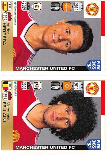 2015-16 Panini FIFA 365 Stickers Soccer #322-326 Ander HerreraMarouane Fellaini Trading Card Sized Album Sticker