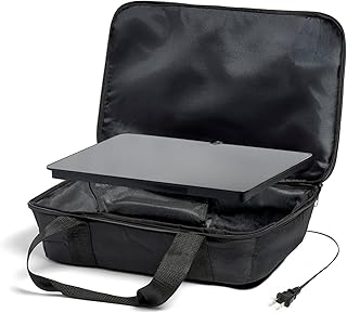 HOTLOGIC Max Large Portable Electric Food Heater - Innovative Food Warmer and Heated Lunch Box for Adults Car/Home - Easily Cook, Reheat, and Keep Your Food Warm - BLACK - 120V