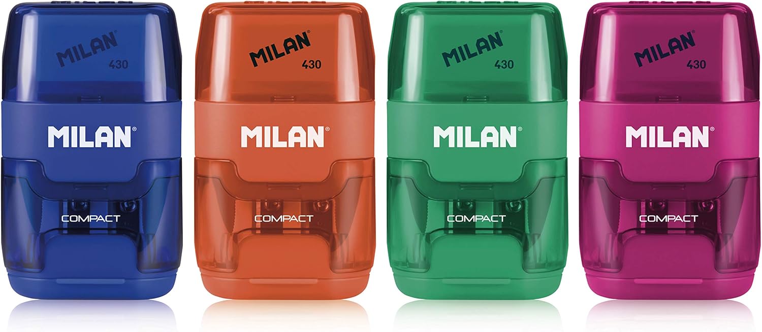 Milan Compact Sharpener-Eraser, Display of 16
