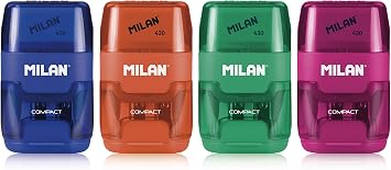 Milan Compact Sharpener-Eraser, Display of 16