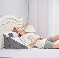 Vista 8 de VEVOR Bed Wedge Pillow for Sleeping, 3 Pcs Adjustable Orthopedic Bed Wedge Set, with Jacquard Washable Cover & Foam Support, Post Surgery Pillow for