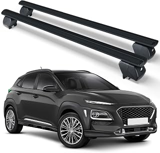 Heavy Duty 300 LBS Roof Rack Cross Bars Compatible with 2018 2019 2020 2021 2022 2023 2024 Hyundai Kona with Side Rails, Lockable & Adjustable Crossbars Cargo Carrier Rooftop Luggage Cars Suvs