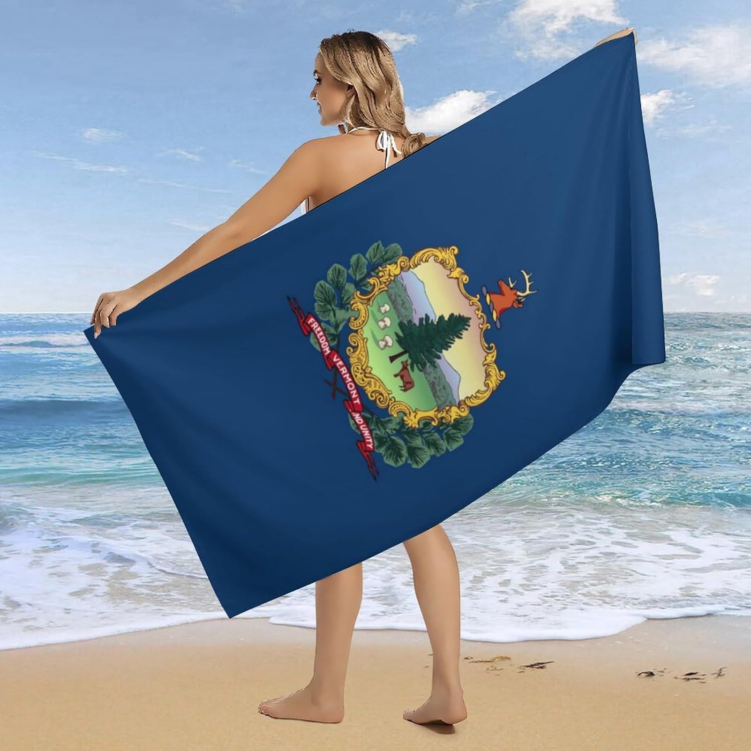 Vermont Flag Beach Towels Oversized Jumbo Large Yoga Bath Towel for Pool Yoga Swim Body 160x80cm