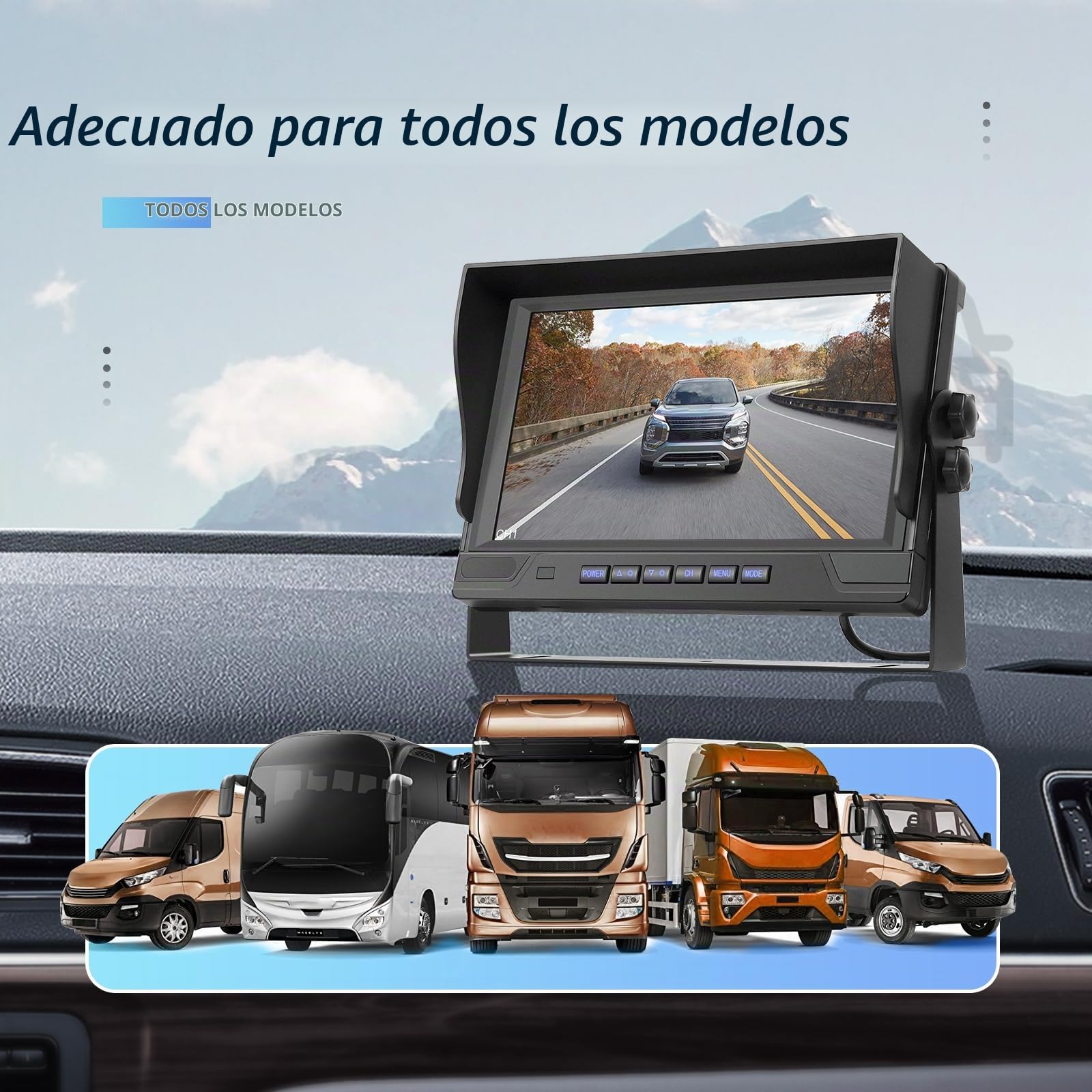 9 Pulgadas Monitor Cámara de Marcha Atrás Inalámbrica para Camión 12-24V Coche, BSD DVR Camara Marcha, Estanqueidad IP68/Visión Nocturna/Grabación en Bucle