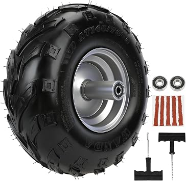 145/70-6 Tires, Mini Bike Front Wheels Rims and Tires Assembly Kit Compatible with Coleman CT100U CC100X Baja DB30 Motovox MBX10 MBX11 Monster Moto 80 105cc Minibike Go Kart Parts V-Tread Tire