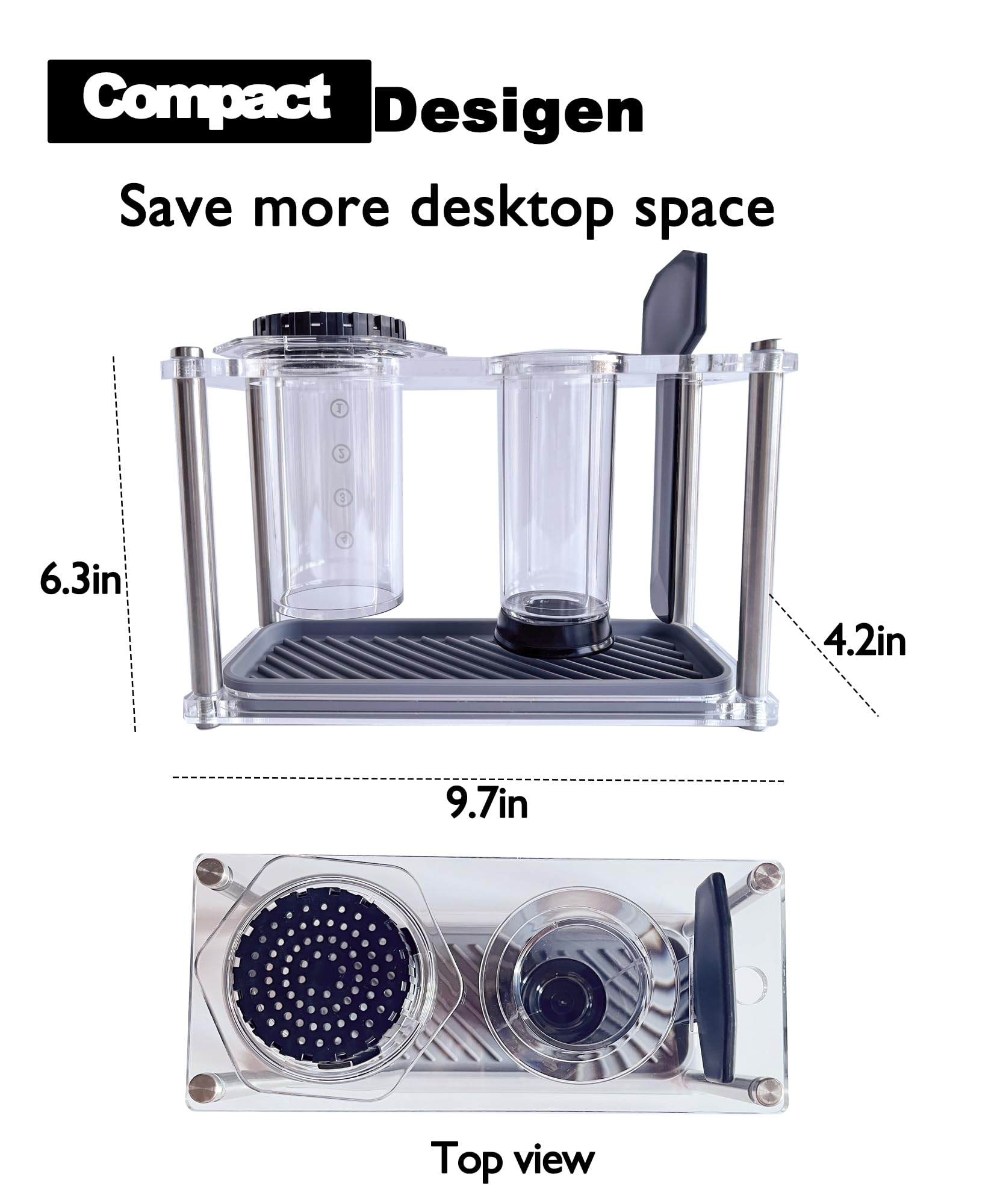 HAPYCAPY Organizer Stand for AeroPress holder Compact Storage for AeroPress Original Clear Includes Dripper Mats (Not For XL)