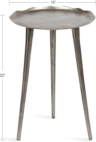 Miniatura 3 de Kate and Laurel Alessia - Mesa auxiliar decorativa moderna de aluminio fundido con borde cubierto para dormitorio, mesita de noche o sala de estar,