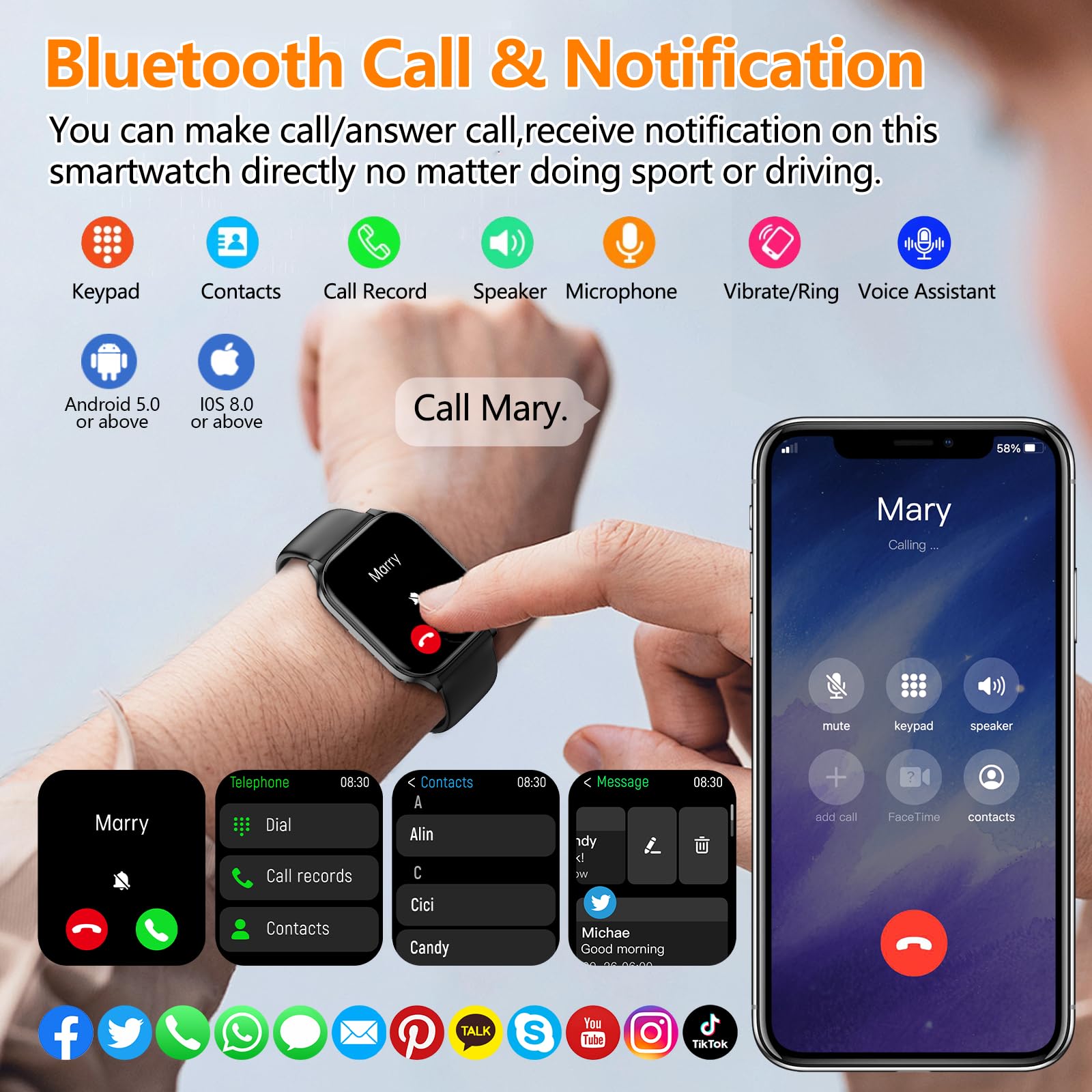 Smart Watch for Women Men with Text and Call, 2025 New AI Smartwatches with Heart Rate/SpO2/Sleep/Stress Monitor, 100+ Sports Modes, GPS Fitness Watches Compatible with iOS/Android (GPS, Black)