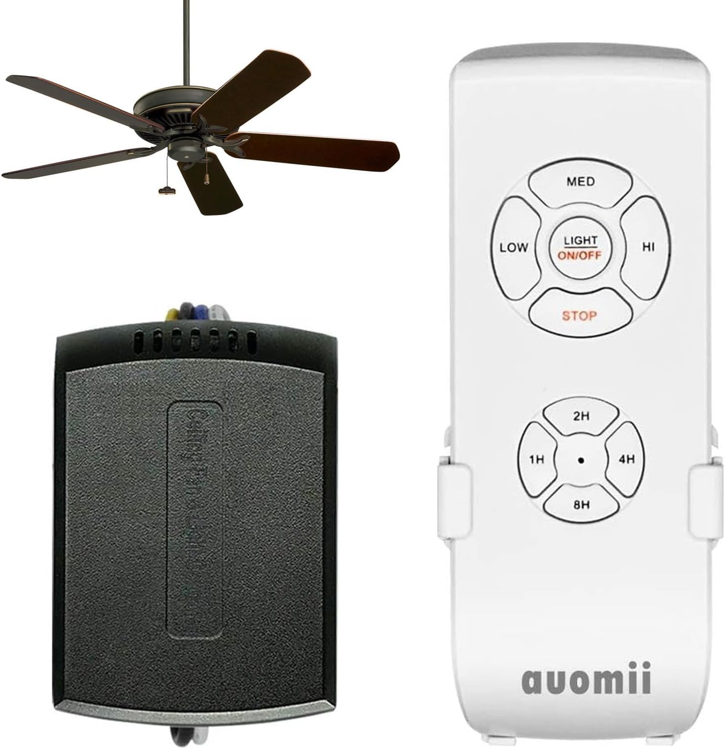 Universal Ceiling Fan Remote Control Kit, Small Size Ceiling Fan Light Remote, Speed, Light & Timing 3 in 1 Wireless Control, for Hunter, Harbor Breeze, Westinghouse, Honeywell,Other Ceiling Fan Lamp