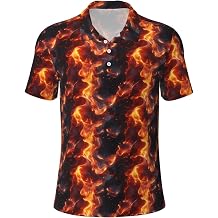 Red Flame Pattern Print Polo Shirts for Men-Funny Golf Shirts for Mens Short Sleeve Polos Polo T Shirts