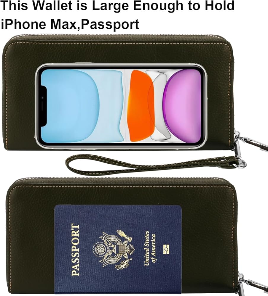 Lavemi Women's RFID Blocking 100% Leather Large Capacity Zip