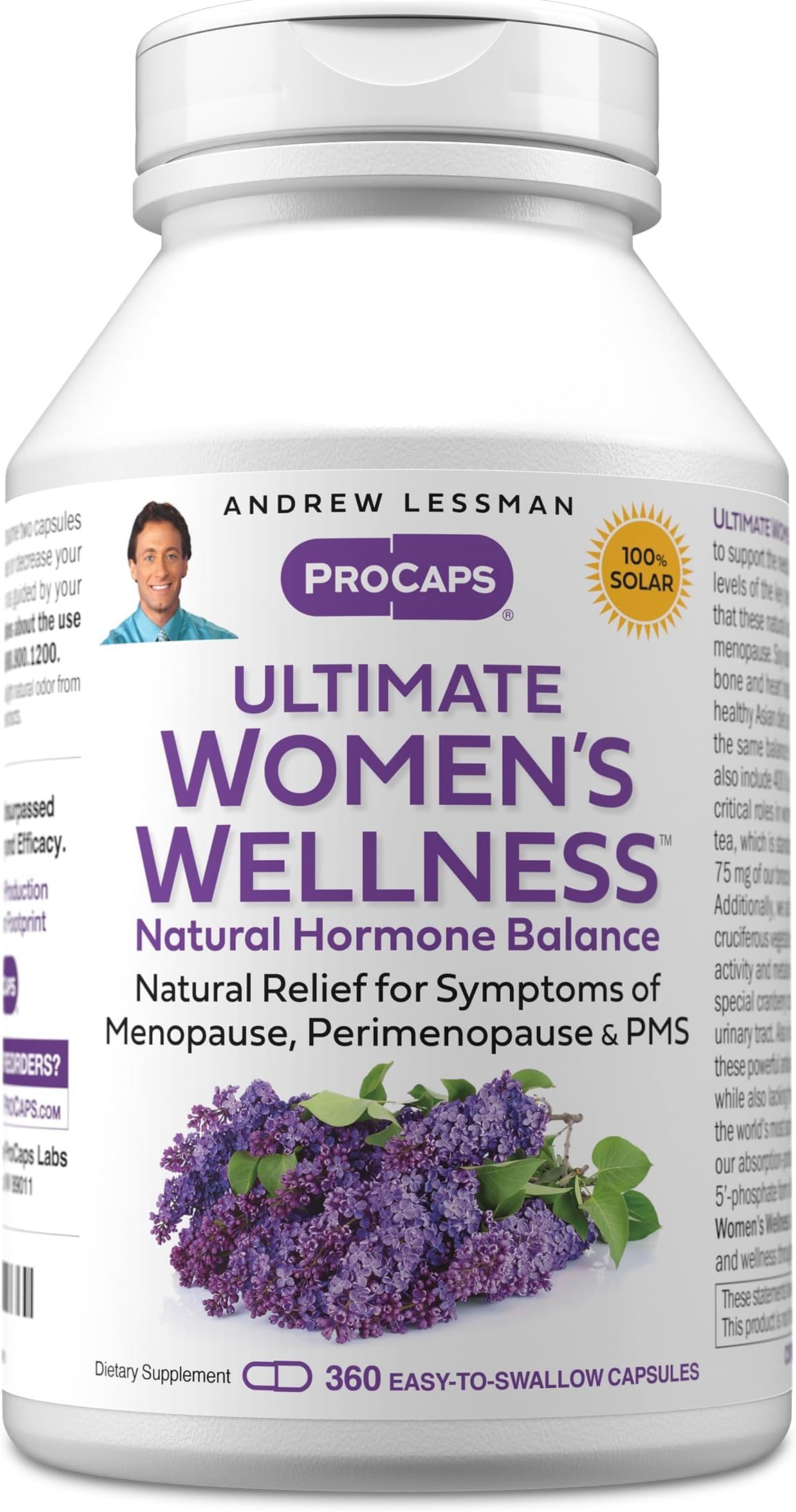 ANDREW LESSMAN Ultimate Women’s Wellness 360 Capsules - Naturally Relieves Menopause Symptoms, PMS, Perimenopause with Soy Isoflavones, EGCG, Cranberry, Indole-3-Carbinol. Easy to Swallow Capsules