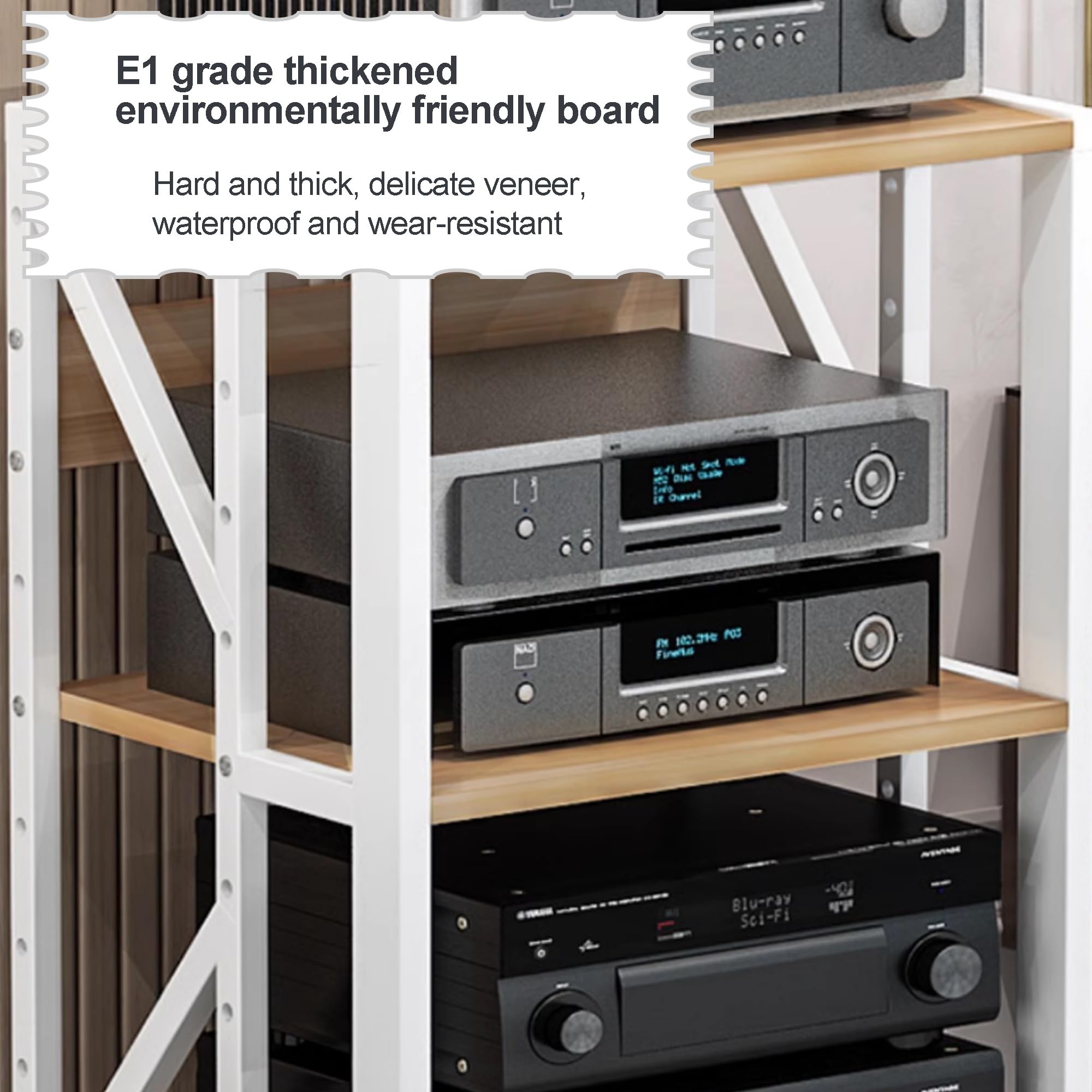 Mueble hifi, Soporte para medios audiovisuales Estanterías para audio y video Bastidores y soportes estéreo Soporte para componentes audiovisuales para la sala de grabación, la oficina y el cine(Wit,5