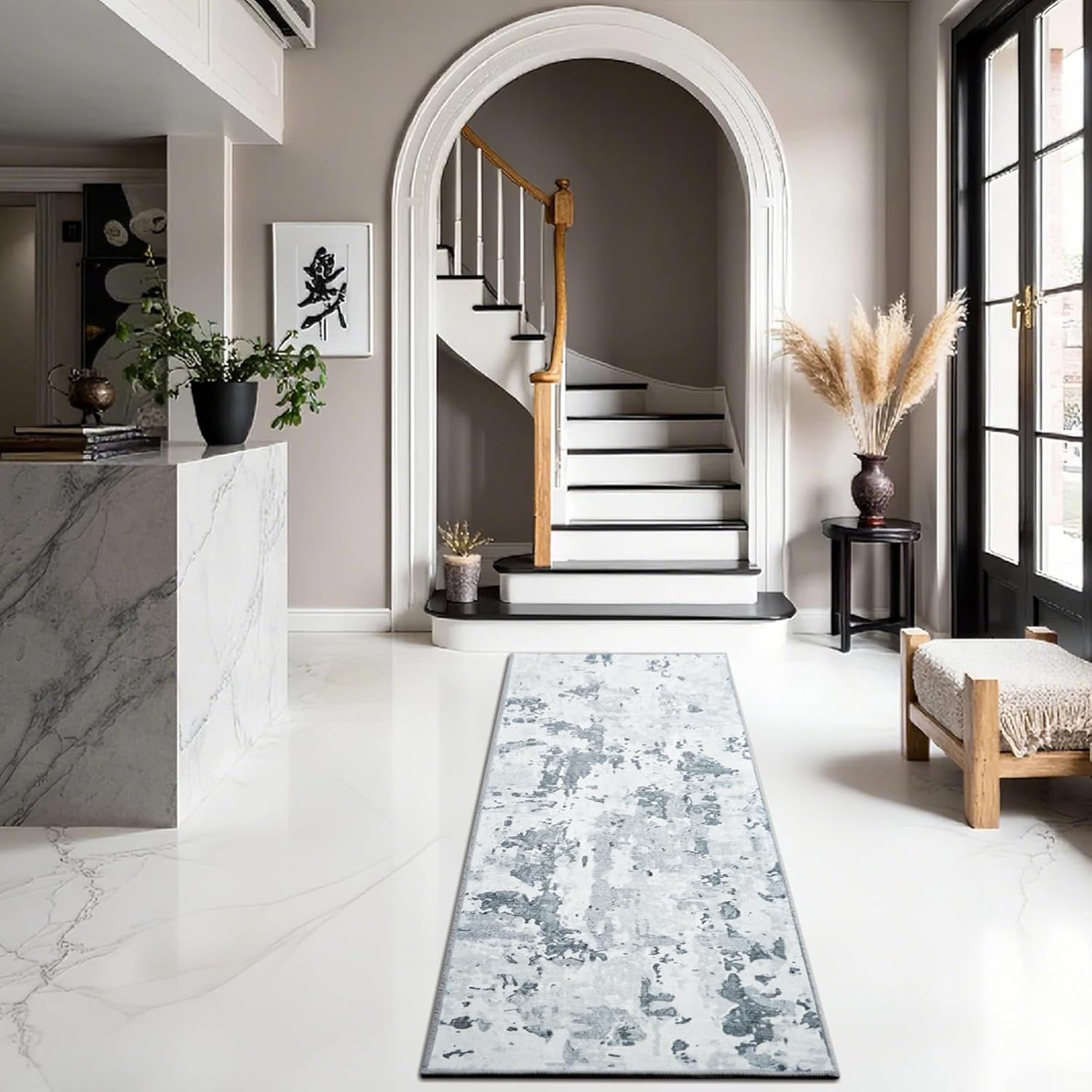 Runner Rug 2x6, Washable Runners for Hallways, Non-Slip Kitchen Rug with Rubber Backing, Soft Long Hallway Rugs, Laundry Room Rug, Modern Throw Entry Mat for Entryway Entrance Living Room Bedroom