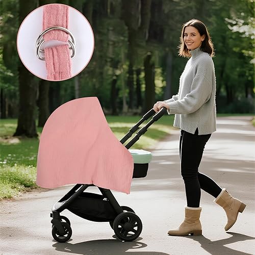 Vista 6 de Paquete de 2 fundas de lactancia para madres que amamantan, funda de lactancia de muselina con cuello de arco, cubierta de privacidad para lactancia