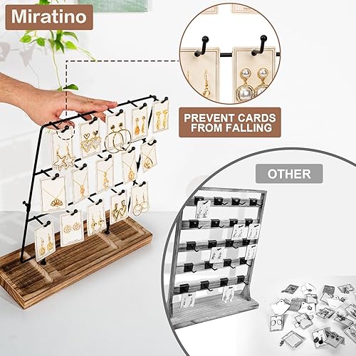 Miniatura 4 de Miratino Soporte de exhibición de aretes para vender, organizador de aretes de madera maciza, soporte de exhibición de joyas para vender tarjetas de
