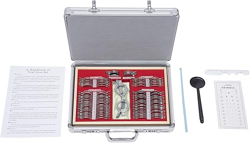 Miniatura 2 de TBVECHI Juego de lentes ópticas de prueba de 104 piezas, kit de optometría con borde de metal, carcasa de aluminio, marco de prueba, lentes