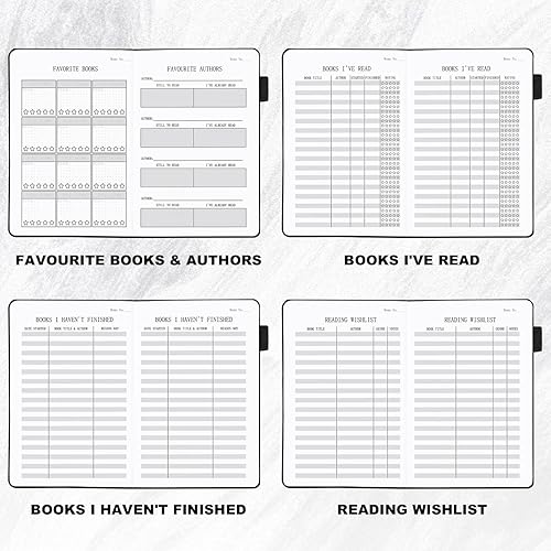 Miniatura 4 de Diario de lectura - 104 reseñas de libros, diario de libros para amantes de los libros y lectores, revisa y sigue tu progreso de lectura, regalo de