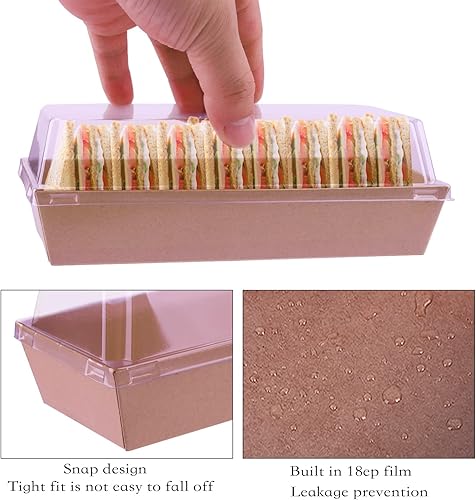 Miniatura 6 de Lainrrew 50 juegos de cajas de rollo para pasteles, contenedores de plástico de rollo suizo con tapas transparentes, muffins, queso, pastelería,