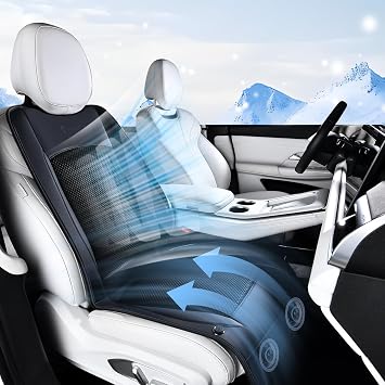 FLORICH Cooling Car Seat Cover Front Seat, 12V-24V Ventilated Seat Cushion, Cooling Car Seat Cushion with 2 Powerful Turbo Fans 3-Speed Adjustable for Summer Driving, Universal Fit for Car SUV Truck
