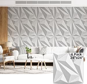 Art3d Wall Panels Acoustic Wall Panels, 24 x 24 Inch, White and Gray, 6 Pack